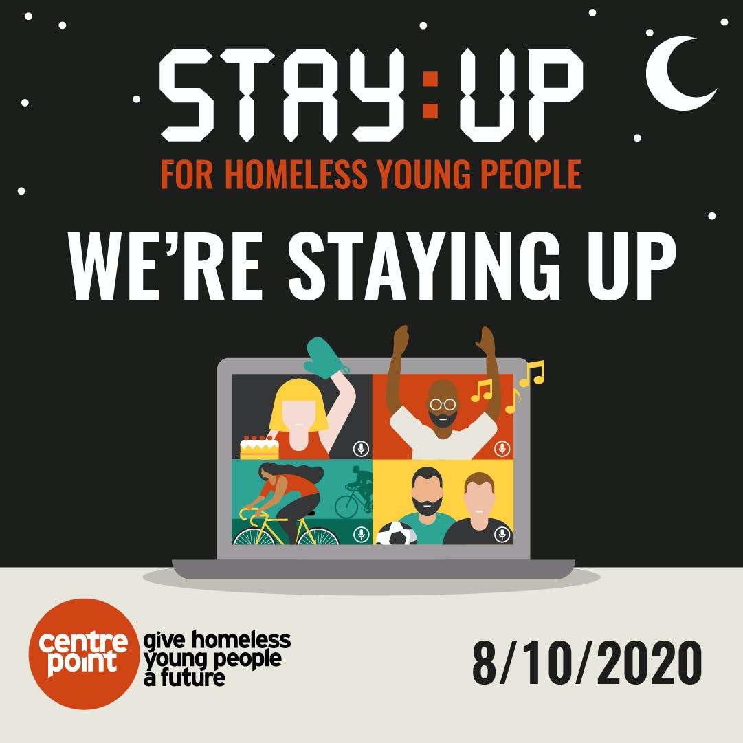Image shows promo graphic for Stay:Up 2020 Challenge